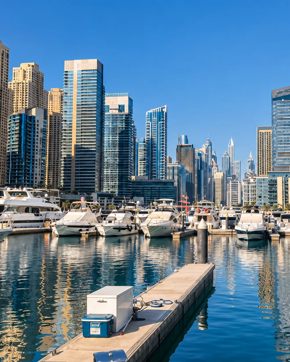 Dubai Marina kikötő és tornyok